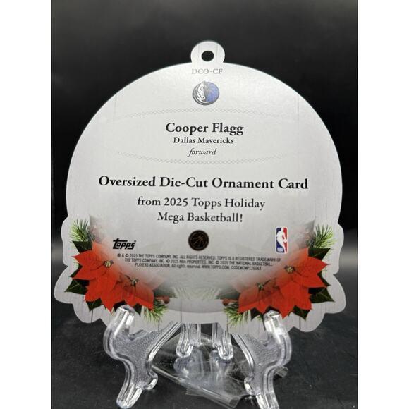 2025-2026 Topps Holiday Cooper Flagg #DCO-CF Die Cut ROOKIE Ornament Card - Picture 2 of 2